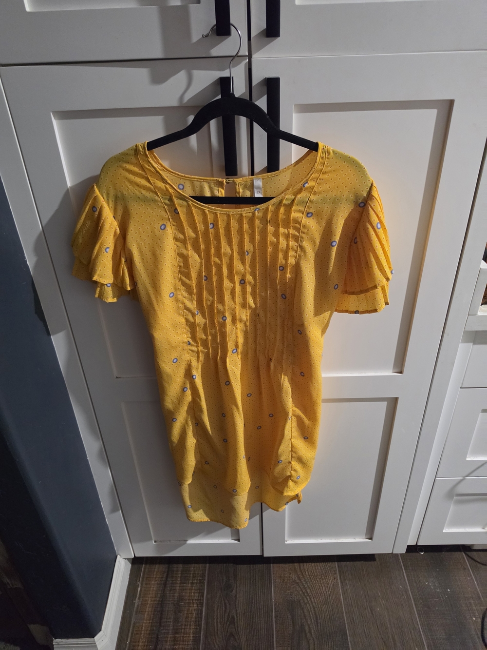 Melissa McCarthy Seven7 Yellow Pintuck Flutter-Sleeve Blouse